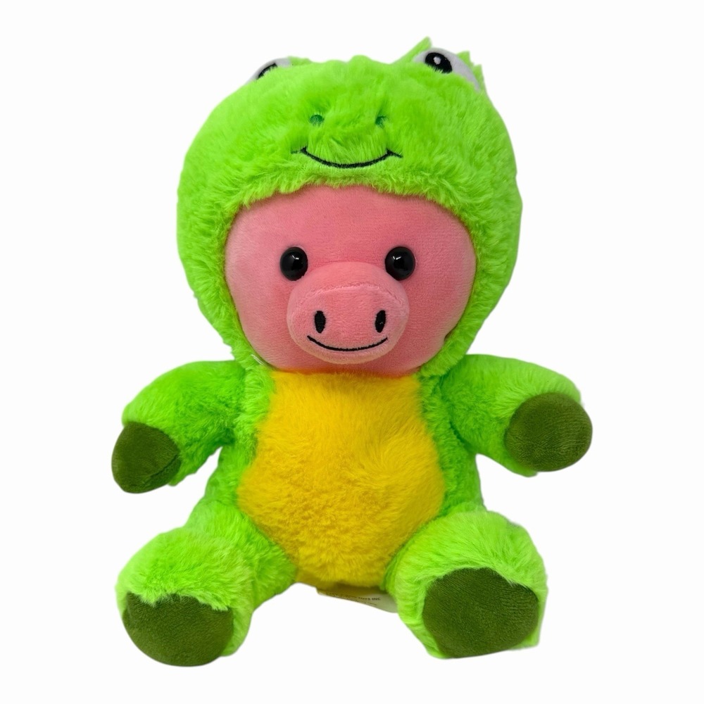 Disguisimals Ribbit the Frog Pig Plush Stuffed Animal Green Pink Yellow Toy